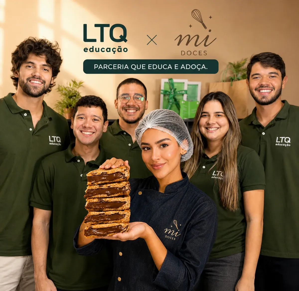 Parceria LTQ Educação × Mi Doces · time uniformizado