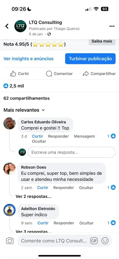 Print de WhatsApp com depoimento de cliente 1