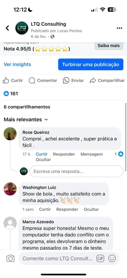 Print de WhatsApp com depoimento de cliente 4