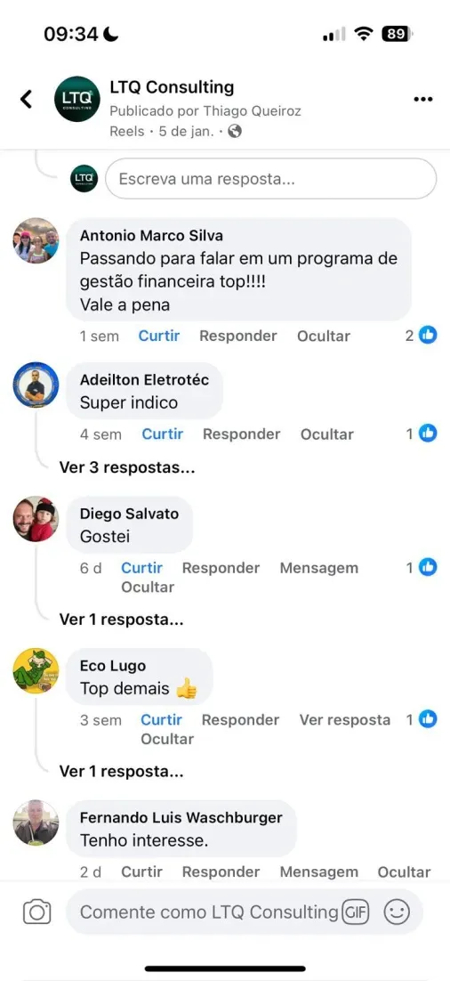 Print de WhatsApp com depoimento de cliente 7